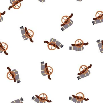 Pattern old cannon gun cartoon vector Stock Illustration