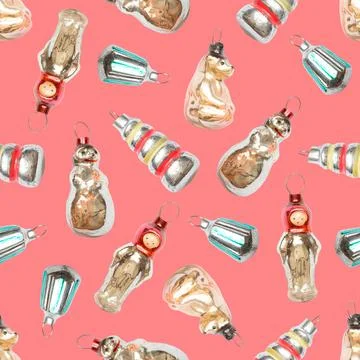 A pattern from old Christmas tree decorations. Stock Illustration