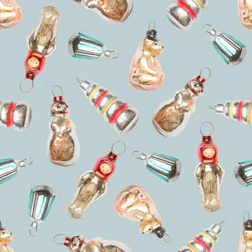 A pattern from old Christmas tree decorations. Stock Illustration