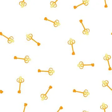 Pattern old golden key cartoon vector Illustrazione stock
