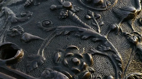 Pattern on the old medieval cannon Stock Footage 122254948