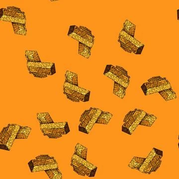 Pattern old treasure gold bar sketch hand drawn Stock Illustration