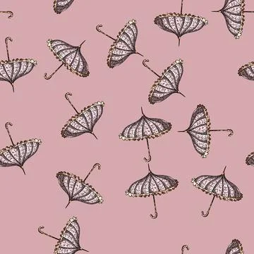 Pattern old umbrella sketch hand drawn Illustrazione stock