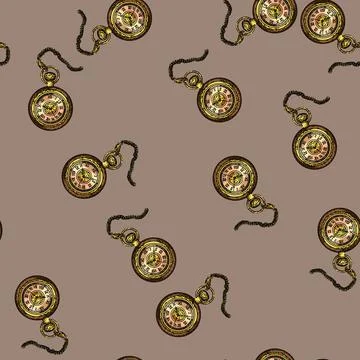 Pattern old watch pocket sketch hand drawn Illustrazione stock