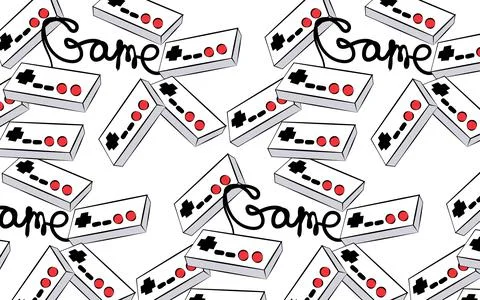A pattern of old white retro vintage antique hipster joysticks for video game イラスト素材