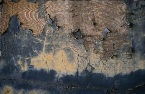 Pattern - Old wood wall texture grunge background with peeled off paint Stock Photos