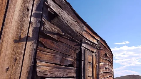 Pattern of old wooden slats in the desolate ghost town of Bodie, California. Stock Footage 75683221