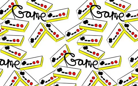 A pattern of old yellow retro vintage antique hipster joysticks for a game co イラスト素材