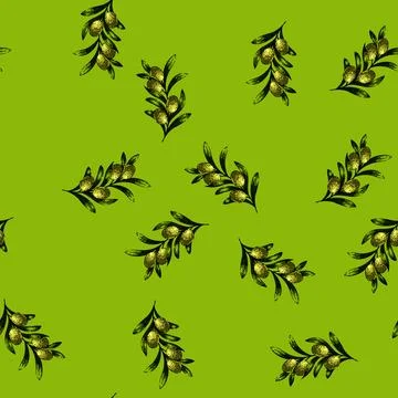 Pattern oline green food sketch hand drawn Stock Illustration