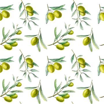 Pattern with Olive Branches Stock Illustration