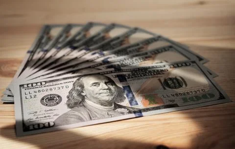 Pattern of one hundred dollar bills. Stock Photos