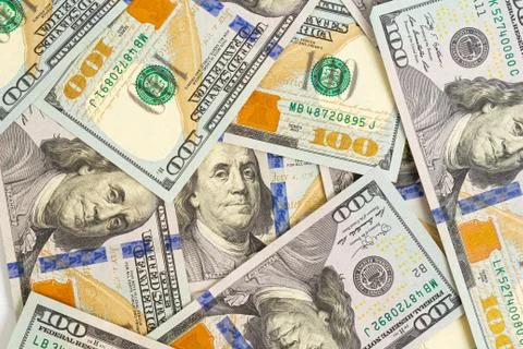 Pattern of one hundred dollar bills on a white background Stock Photos