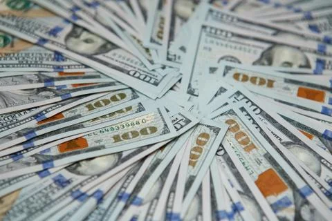 Pattern of one hundred dollar bills. Stock Photos