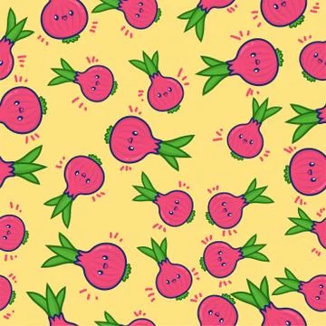 Pattern onion purple Seamless, cute onion purple background, for banner wall  Stock Illustration