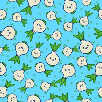 Pattern onion white Seamless, cute onion white background, for banner wall wa Stock Illustration
