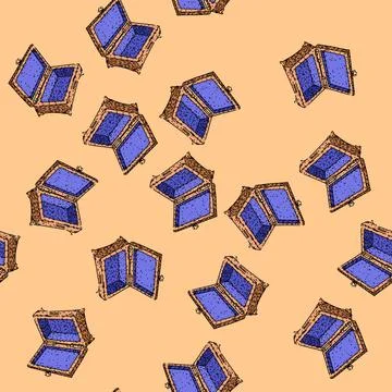 Pattern Open empty jewelry casket line art illustration Stock Illustration