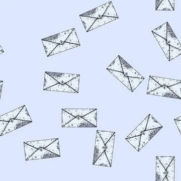 Pattern open mail paper sketch hand drawn Stock Illustration