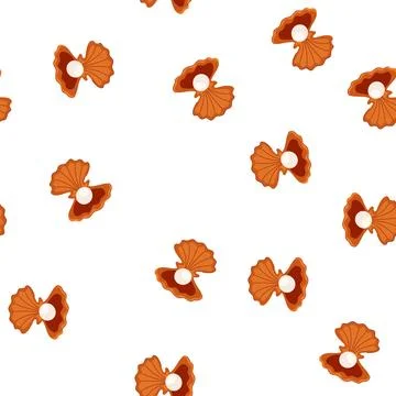 Pattern open shell pearl cartoon vector イラスト素材