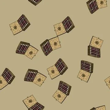 Pattern Open wooden cigar box containing multiple cigars Stock Illustration