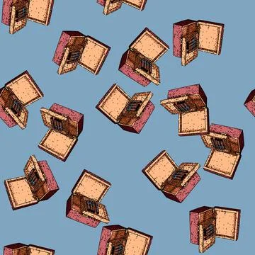Pattern Open wooden cigar box presenting tobacco cigars Stock Illustration