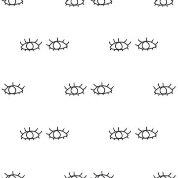 Pattern opened human eyes with eyelashes on white background. Seamless pattern Illustrazione stock