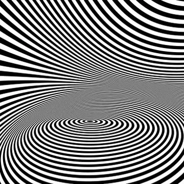 Pattern with optical illusion. Black and white background Stock Illustration
