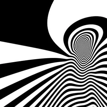 Pattern with optical illusion. Black and white background Stock Illustration