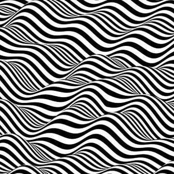 Pattern with optical illusion. Black and white design. Abstract striped backg Stock Illustration