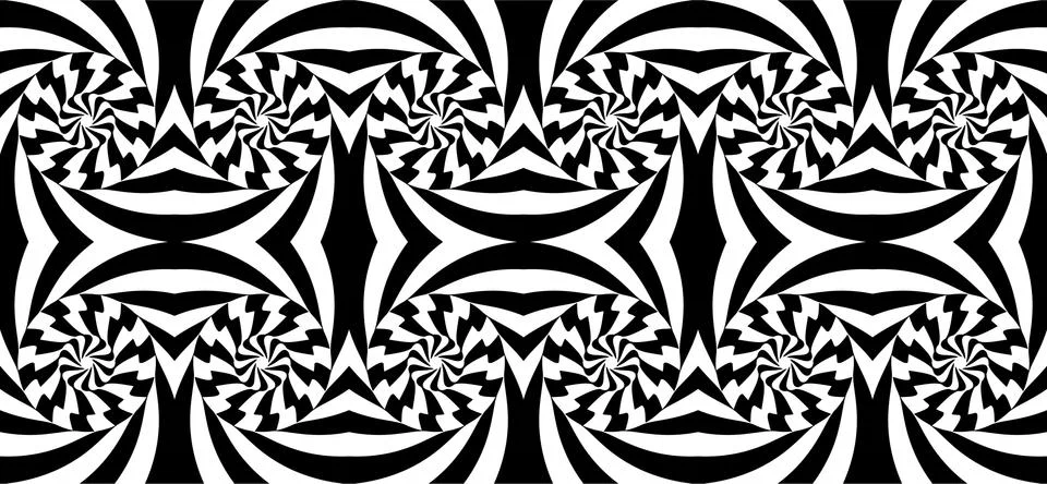 Pattern with optical illusion. Black and white design. Abstract striped backg Stock Illustration