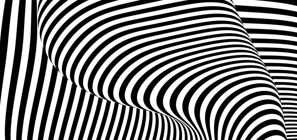 Pattern with optical illusion. Black and white design. Abstract striped backg Stock Illustration