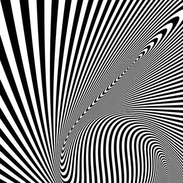 Pattern with optical illusion. Black and white background. Pattern with op... Foto stock