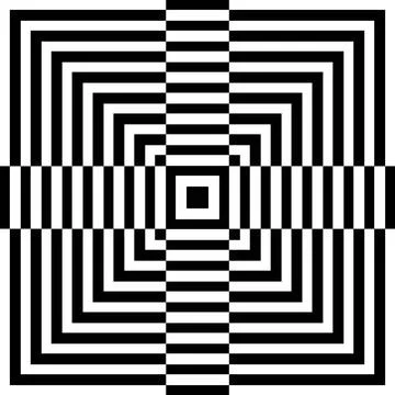 Pattern with optical illusion. Quadrangular black and white shapes form a p.. Stockillustratie