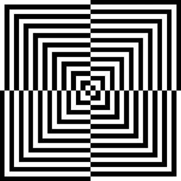 Pattern with optical illusion. Quadrangular black and white shapes form a p.. Stock Illustration