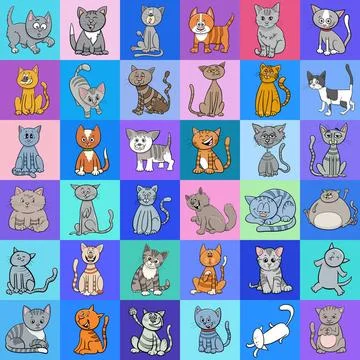 Pattern or background design with cartoon cat characters Cartoon illustrat... 스톡 사진