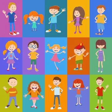 Pattern or background design with cartoon children Cartoon illustration of... Stock Photos