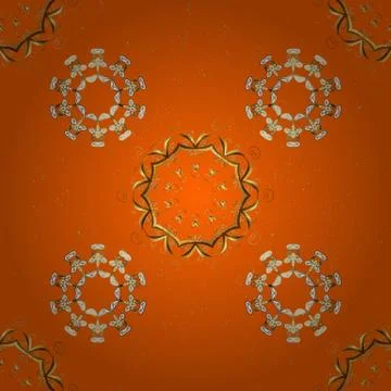 Pattern on orange and brown colors. Vector golden mehndi seamless pattern. Ornam Illustrazione stock