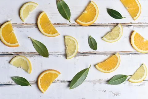 Pattern of orange and lemon slices Stock Photos