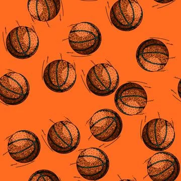 Pattern orange basketball ball sketch hand drawn 스톡 일러스트