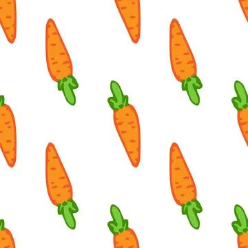 A pattern of orange carrots. seamless pattern of a small orange carrot drawn in Illustrazione stock