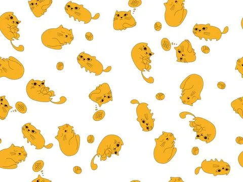 Pattern with orange cats on a white background Stock Illustration
