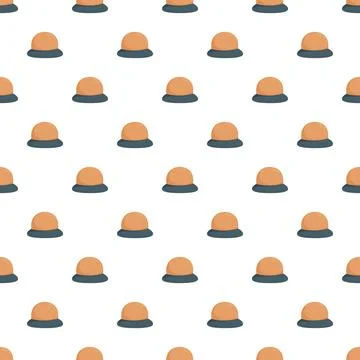 Pattern of orange dome shaped ufos flying Stock Illustration