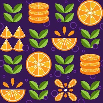 Pattern with orange fruit in simple style Stock Illustration