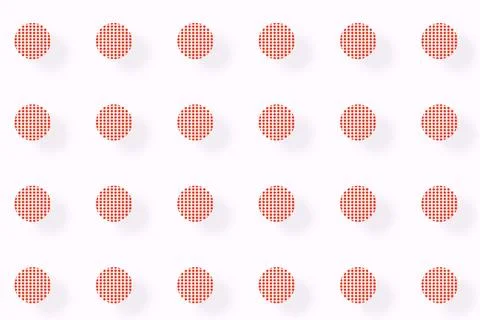 Pattern of orange geometric shapes in retro, memphis 80s 90s style. Circles Stock Illustration