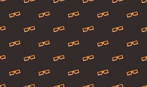 Pattern of orange glasses icons on dark background Stock Illustration