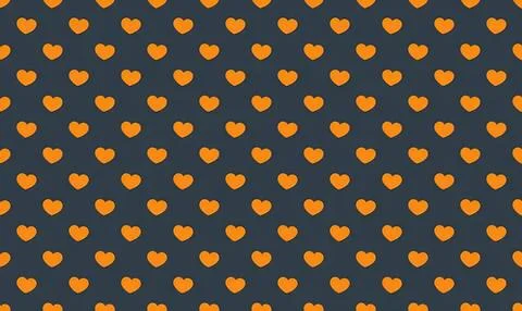 Pattern of orange hearts on dark blue background Stock Illustration