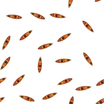Pattern Orange kayak top view equipment for water sport Stock Illustration