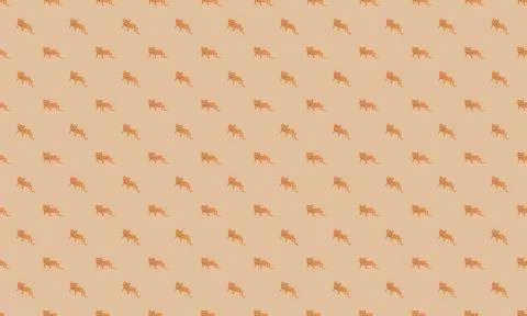 Pattern of orange lions on beige background イラスト素材