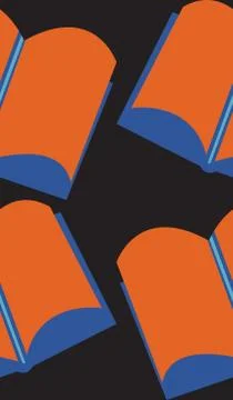 Pattern of Orange Open Books Stock Illustration
