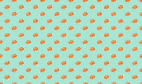Pattern of orange pills on light blue background Stock Illustration