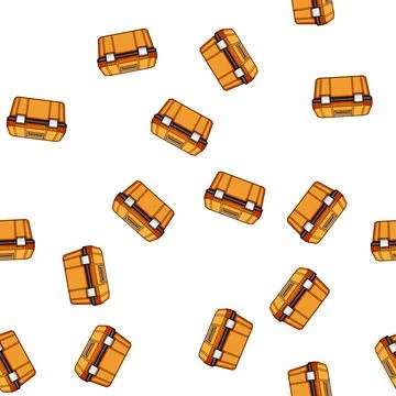 Pattern Orange plastic toolbox holding essential repair tools Stock Illustration